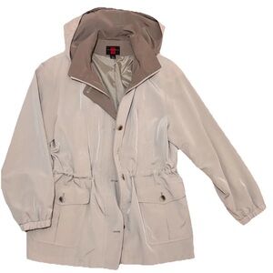 Vintage Nordstrom Gallery Womens Tan Lined Raincoat Water Resistant Grandpa Sz L